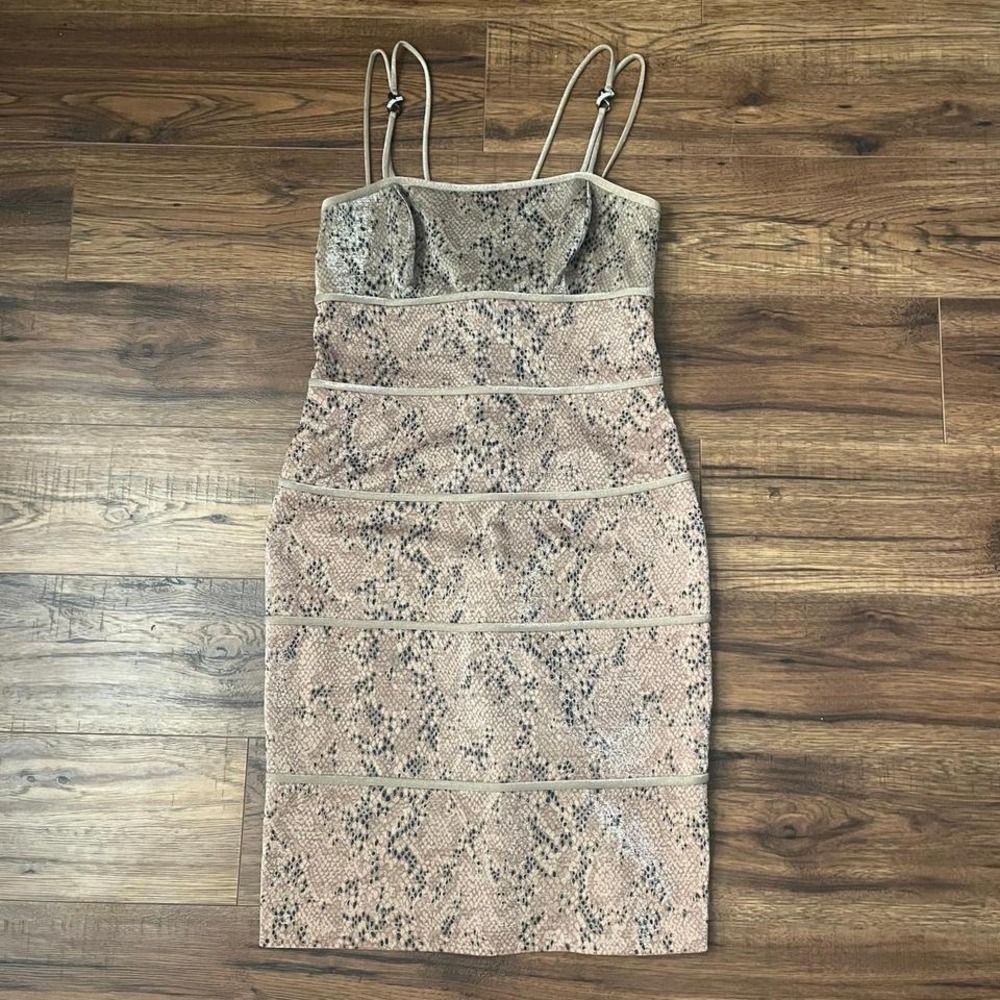 Joseph Ribkoff Snake Skin Bodycon Party Dress Strappy Sleeve Women 10‎ Shimmer
